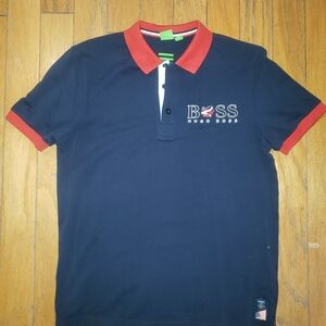 Boss Men's Polo Shirt in Navy and Red